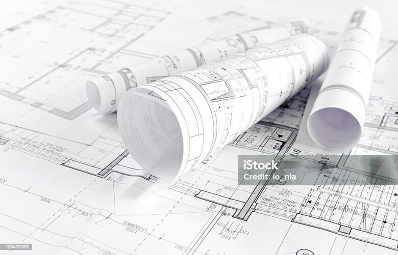 Part of architectural project on paper